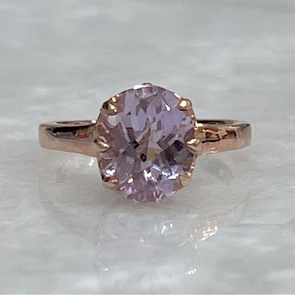 Rose de France Amethyst Cambodian Zircon RG Sterling Silver Ring